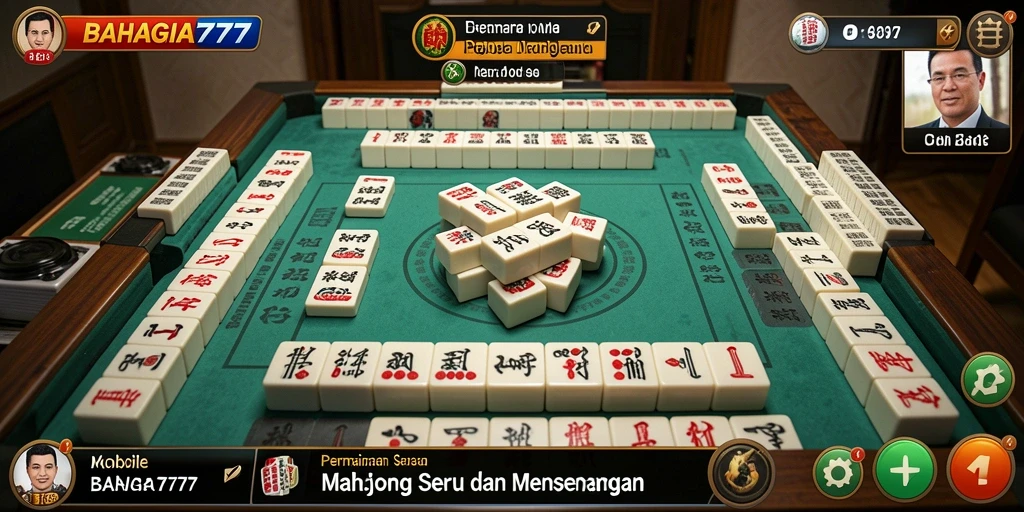Tampilan gameplay seru BAHAGIA777 saat menyusun ubin Mahjong.