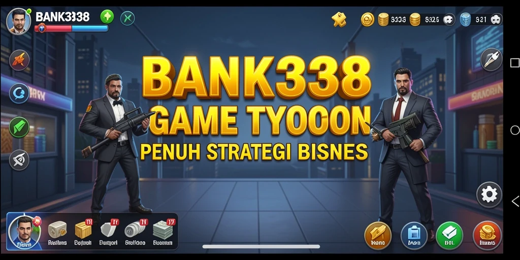 Screenshot gameplay BANK338 yang menampilkan aktivitas manajemen bisnis.