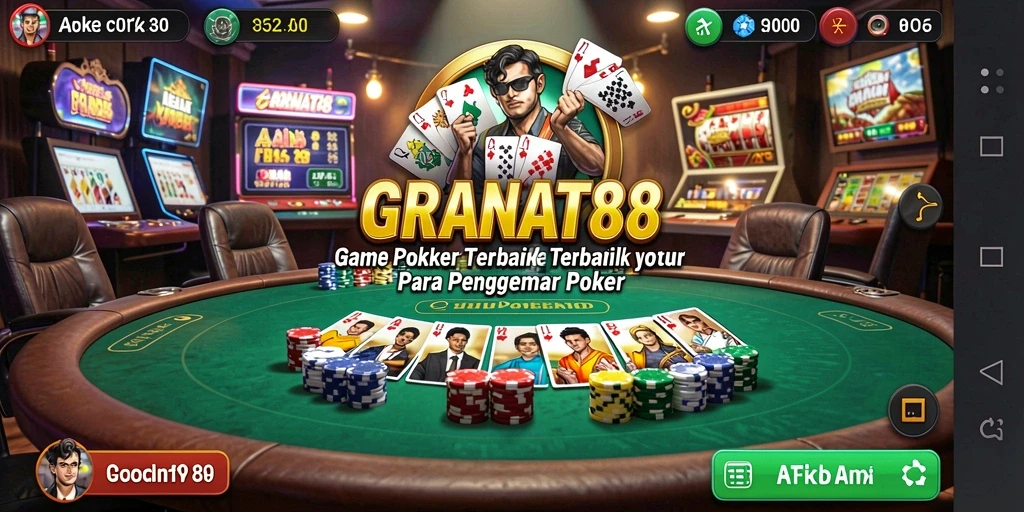 Tampilan gameplay mendebarkan dalam aplikasi GRANAT88 dengan aksi poker yang seru.