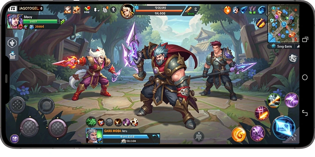 Tampilan gameplay menarik dalam JAGOTOGEL MOBA.