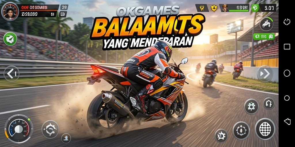 Tangkapan layar menunjukkan gameplay balapan motor yang seru dan mendebarkan.