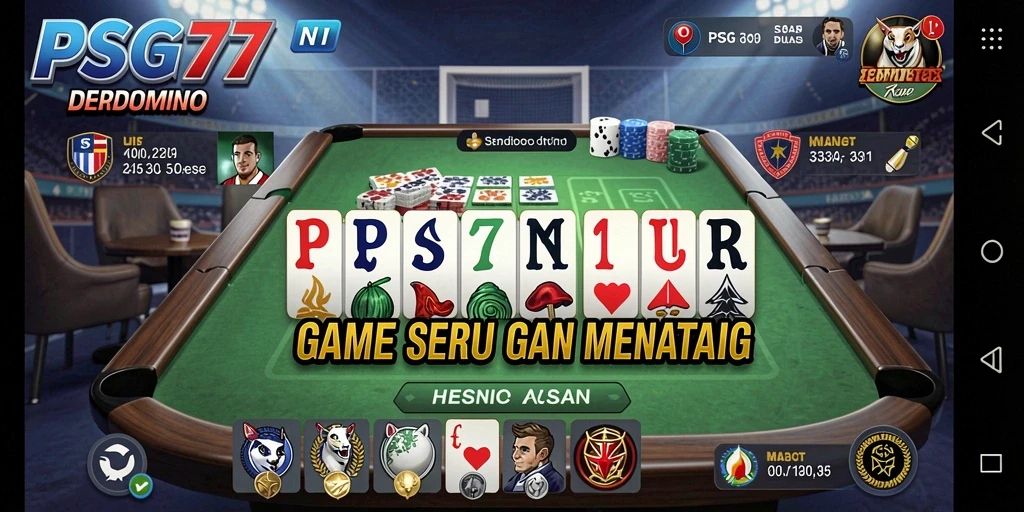 Tampilan gameplay seru dan interaktif PSG77 dengan elemen Domino.