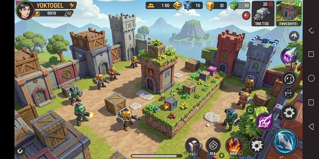 Tampilan gameplay menara pertahanan yang intens dan menarik di YOKTOGEL.